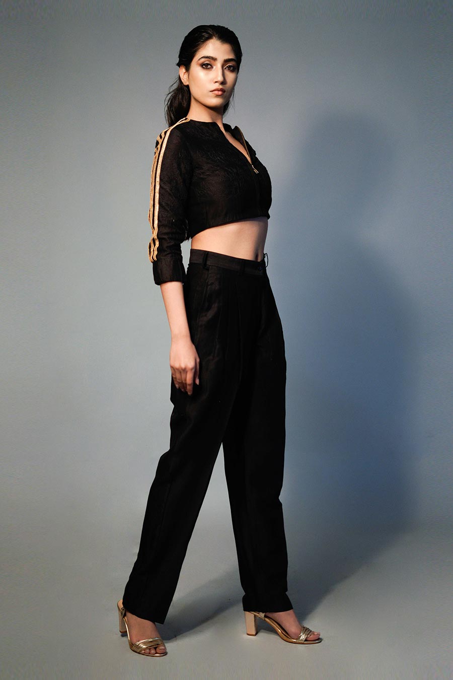 Black Doe Tonal Embroidered Top