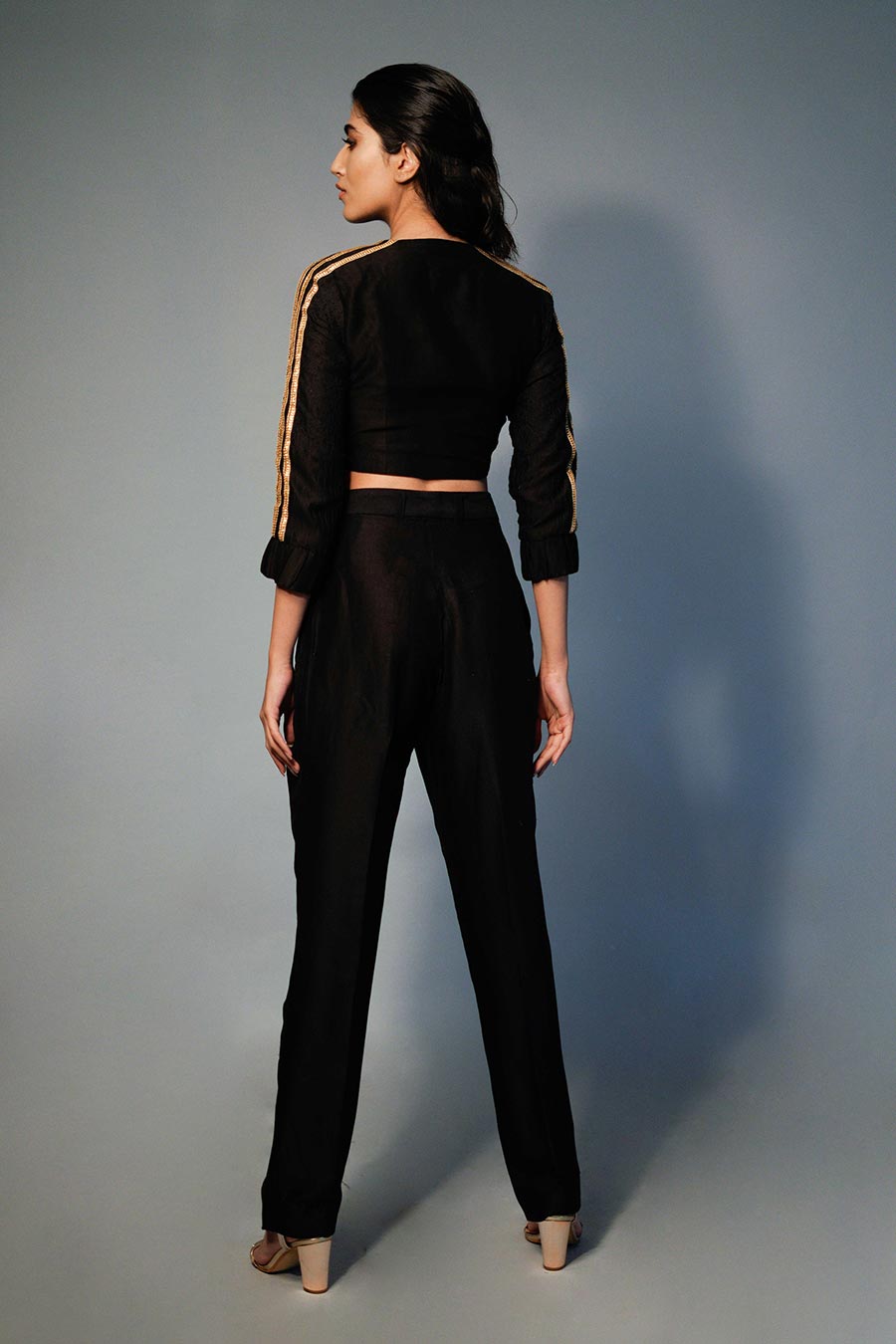 Black Doe Tonal Embroidered Top