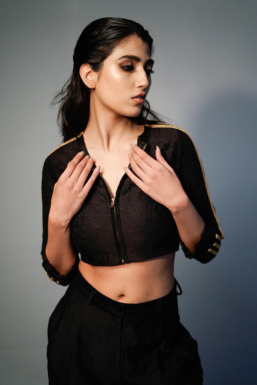 Black Doe Tonal Embroidered Top