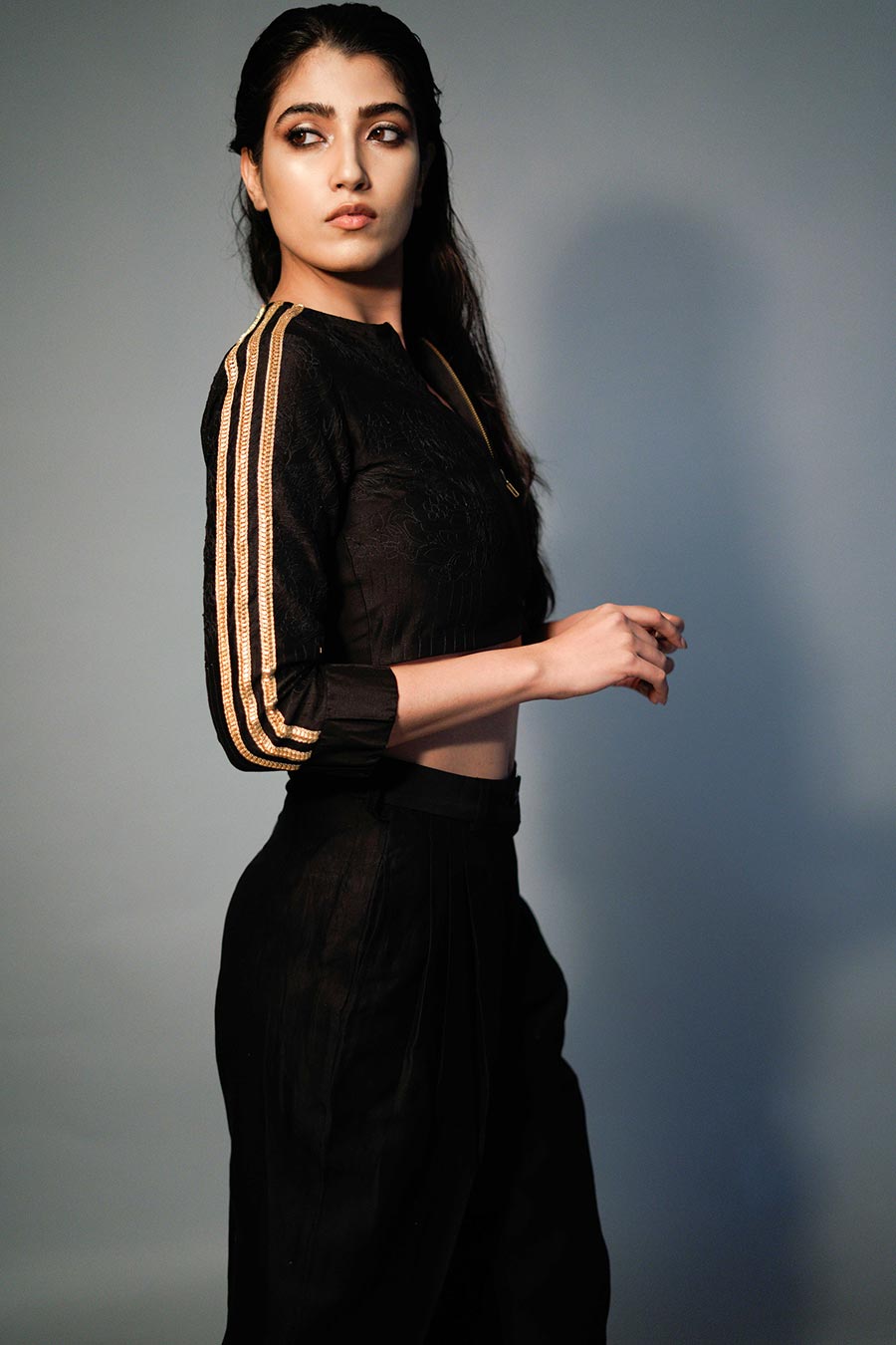 Black Doe Tonal Embroidered Top