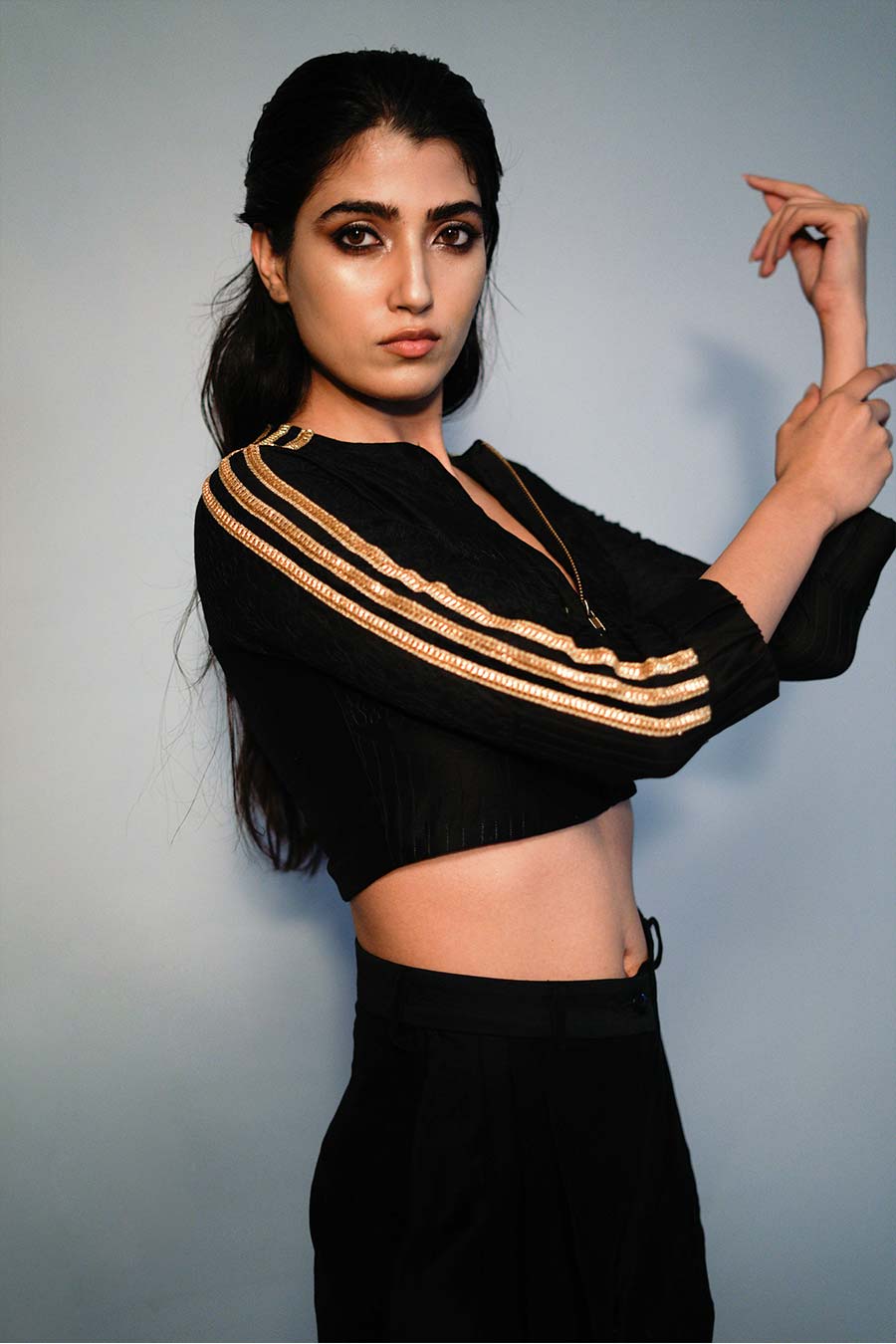 Black Doe Tonal Embroidered Top