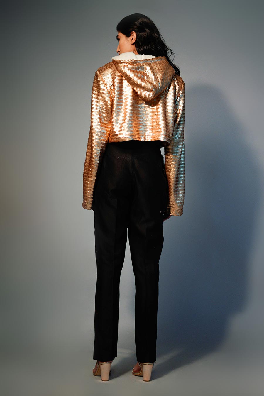 Golden Sequin Embroidered Sweatshirt