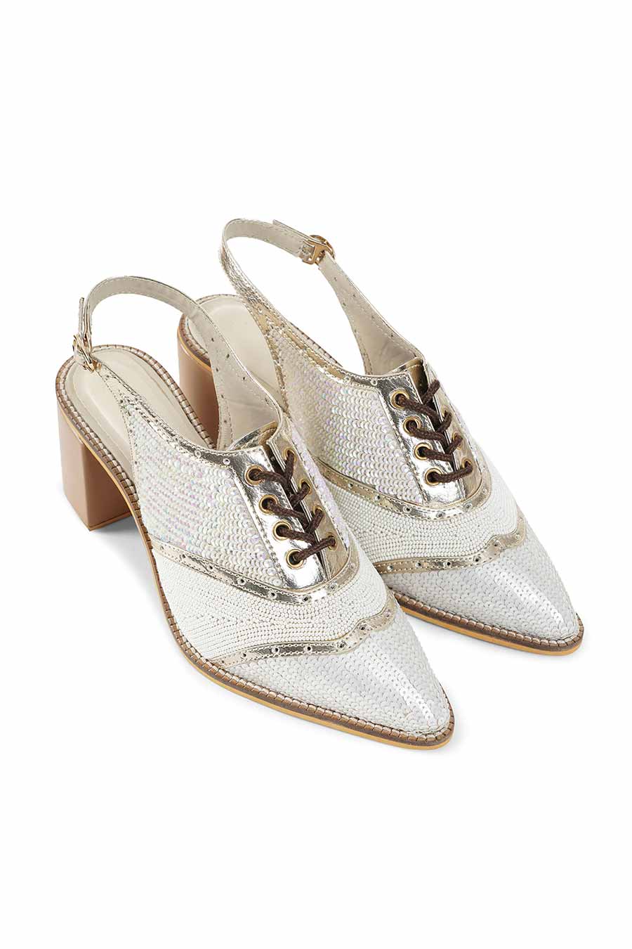 Kendall Off-White Tonal Embellished Heels