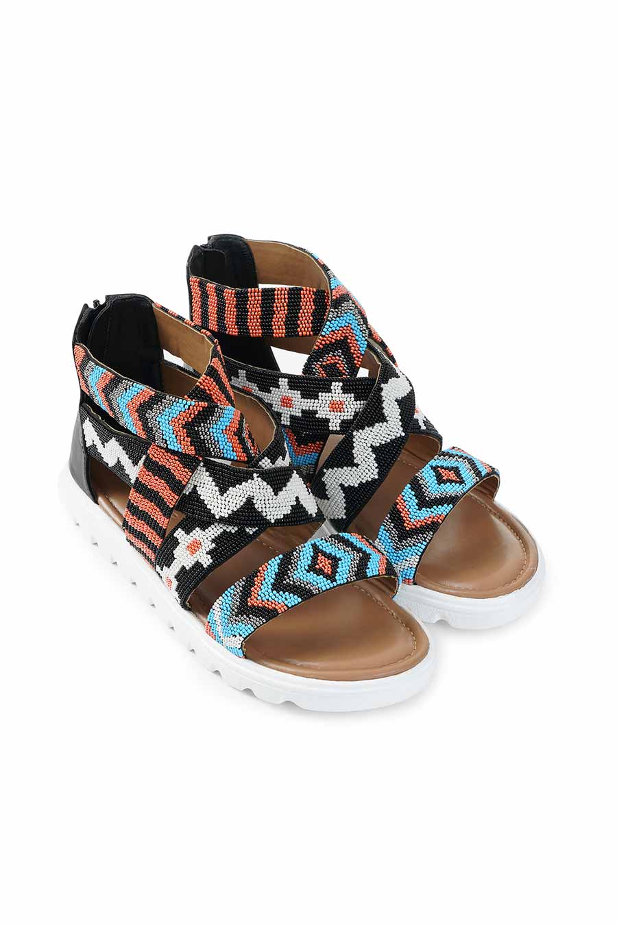 Gigi Multicolour Azter Embroidery Flatforms