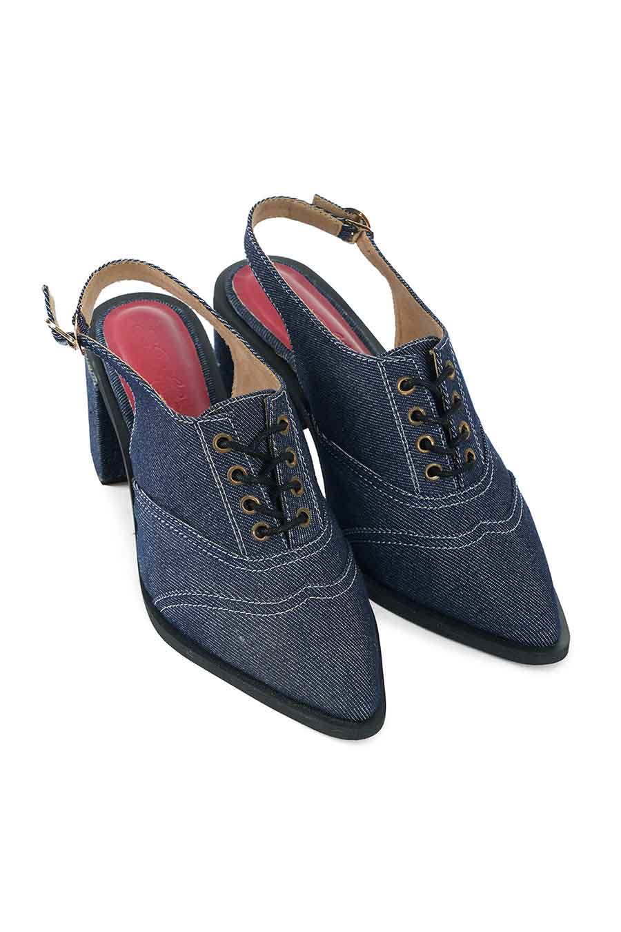 Paris Classic Denim Sling Back Heels