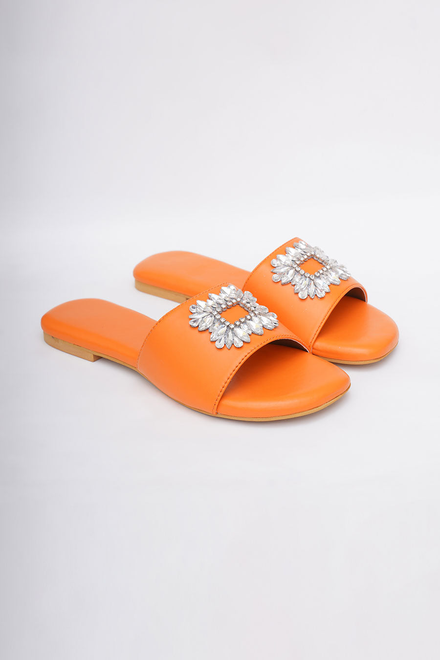 Orange Brooch Embroidered Flats
