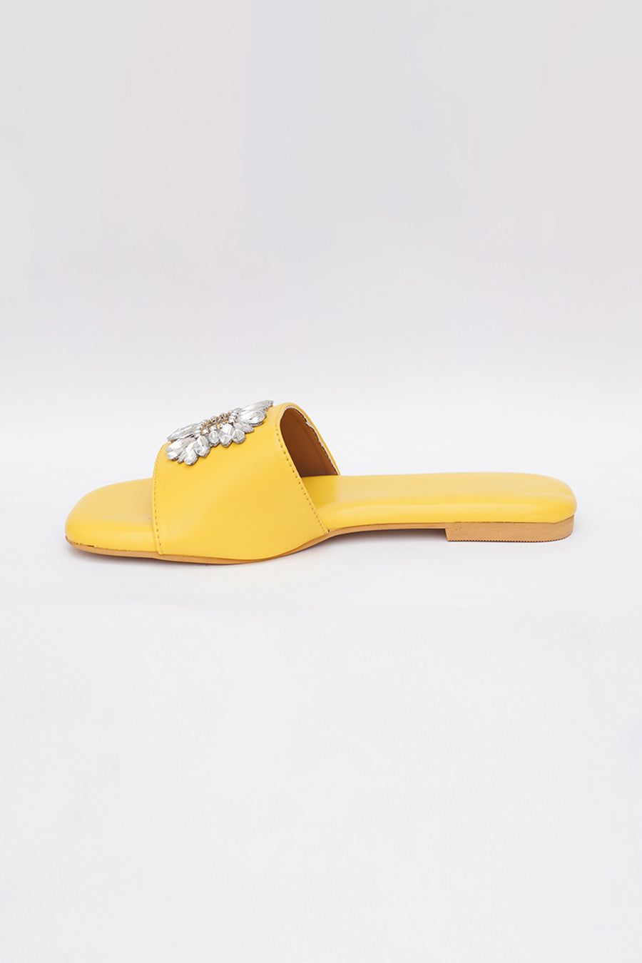Yellow Brooch Embroidered Flats