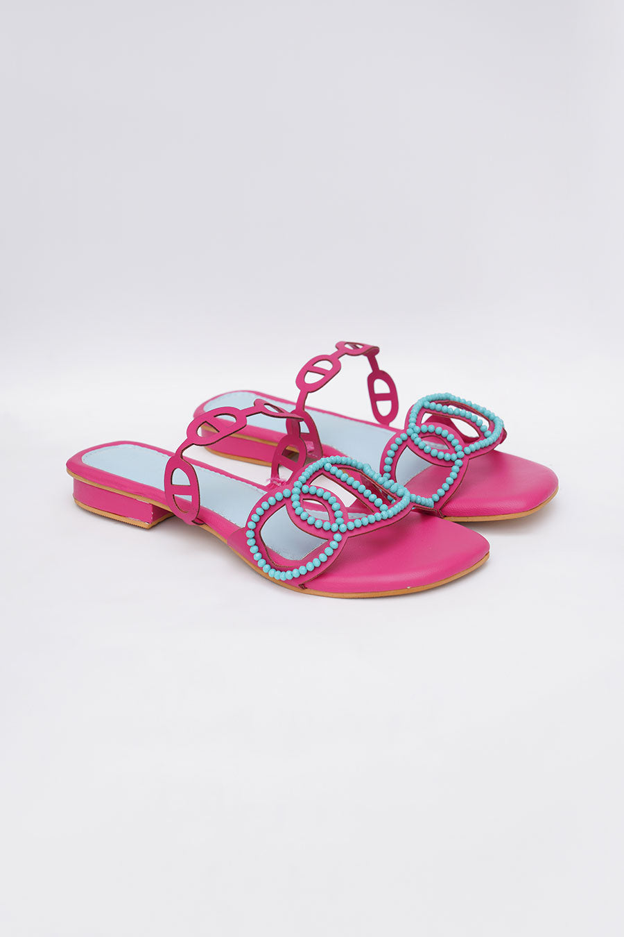 Pink Hand Embroidered Flats
