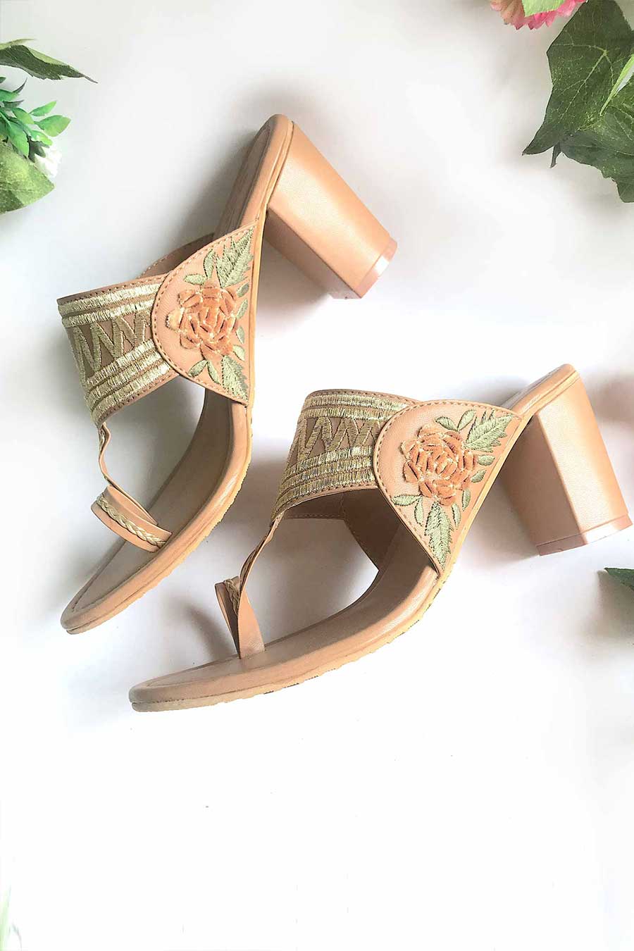 Nude Zari Kolhapuri with Heels
