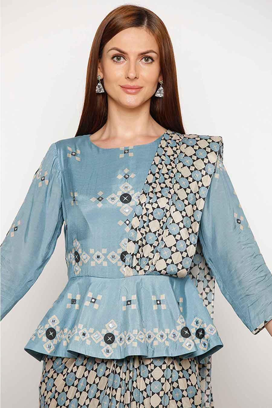 Blue Pre-Stitched Drape Saree Dress