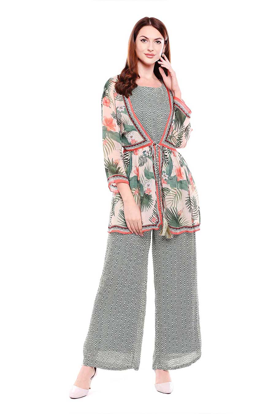 Palazzo jumpsuit sales with jacket