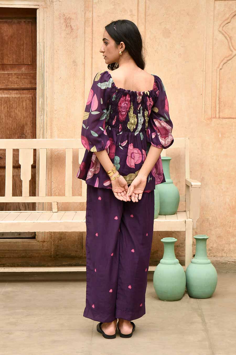 Iris Violet Floral Print Top