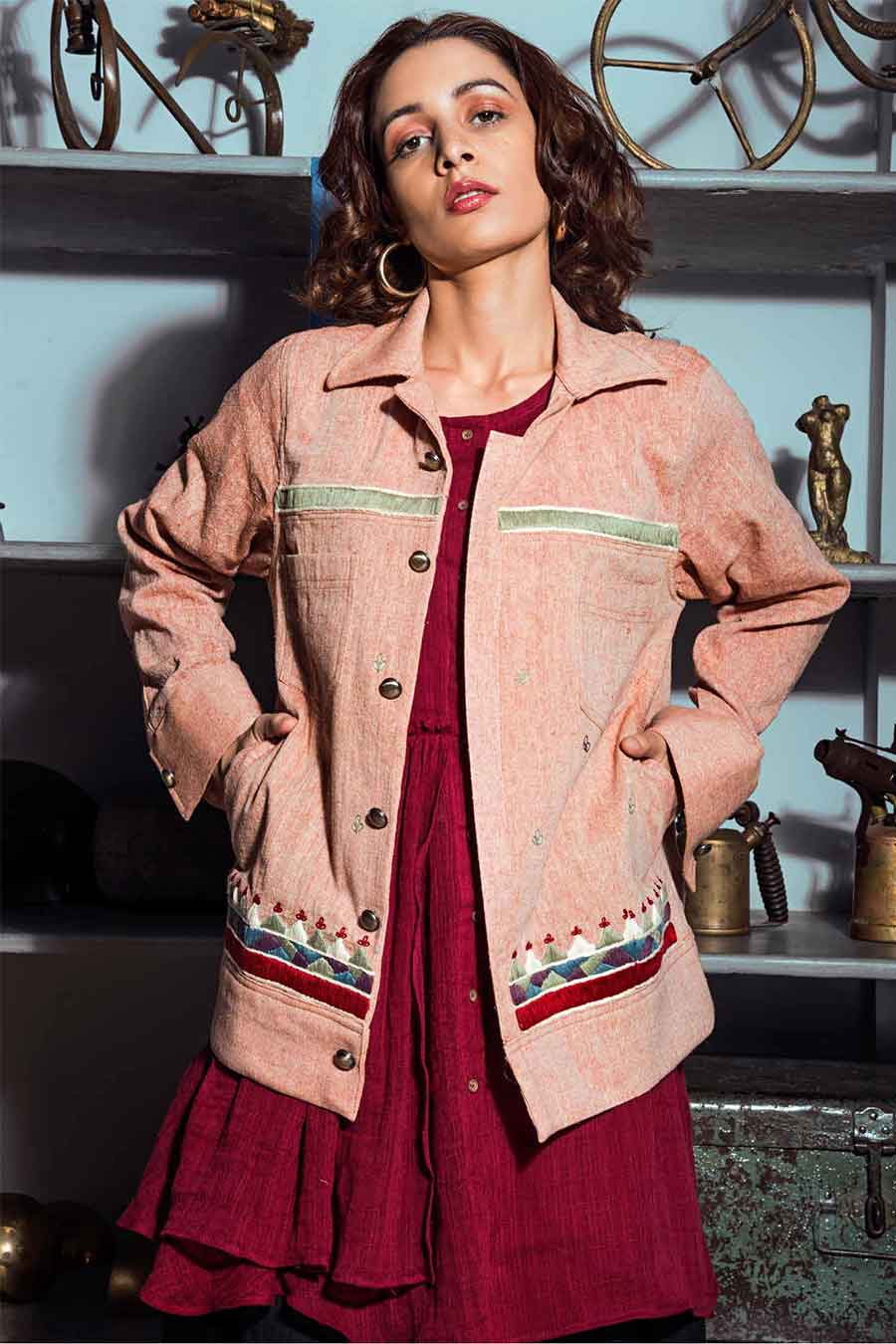 Handloom Cotton Bomber Handmade Jacket
