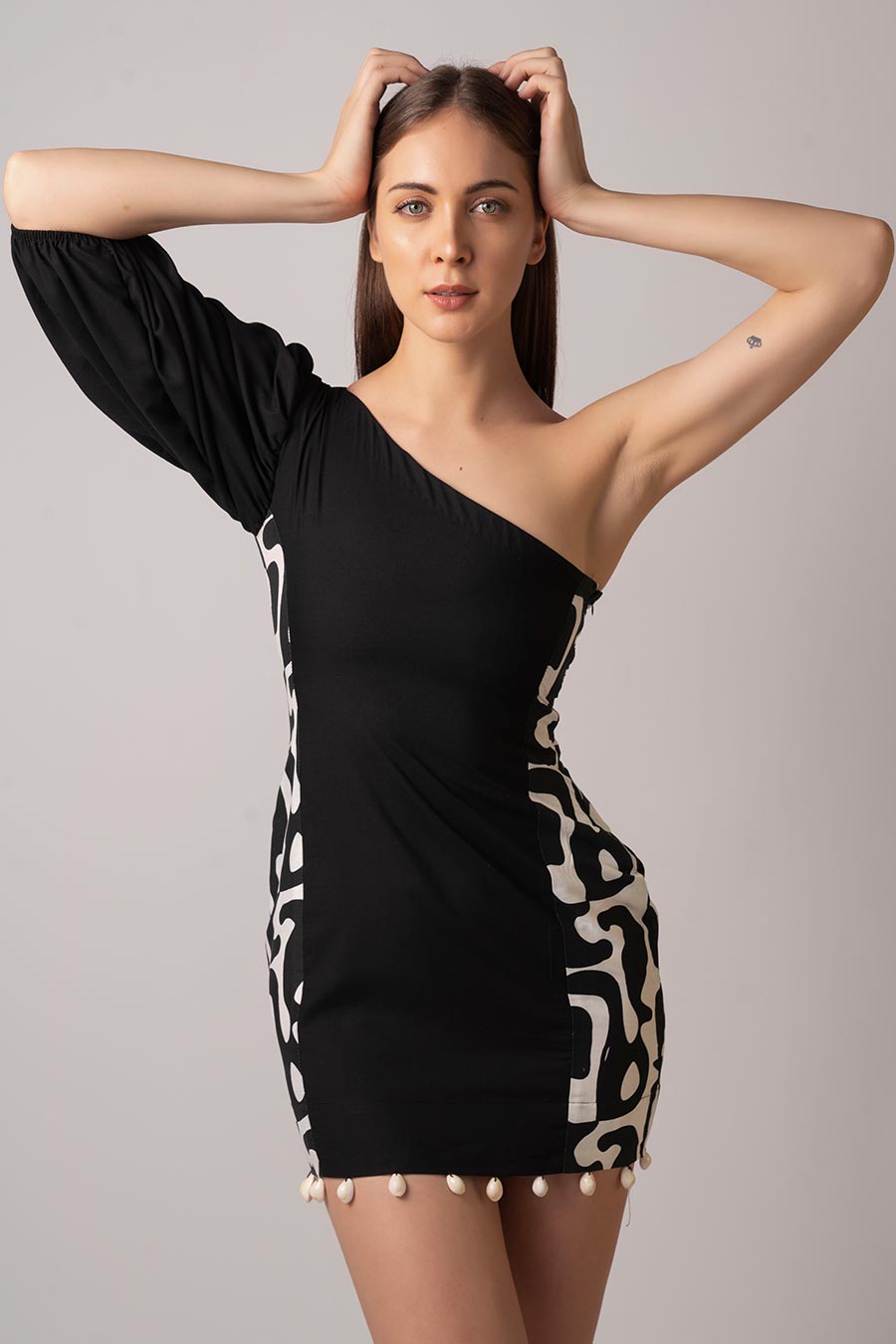 Black One-Shoulder Short Dress