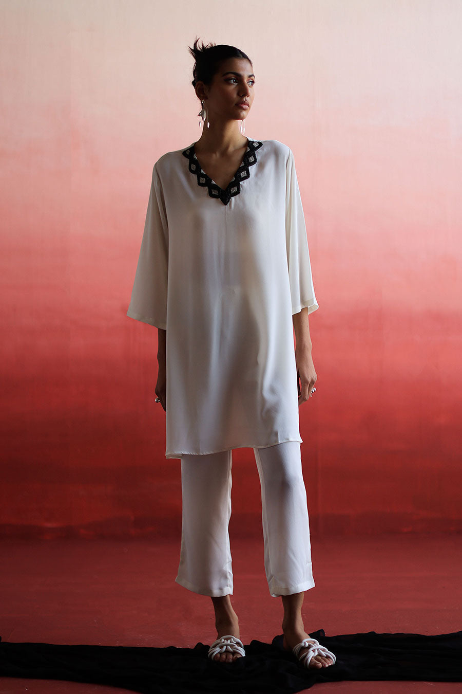White Embroidered Kurta & Pant Set