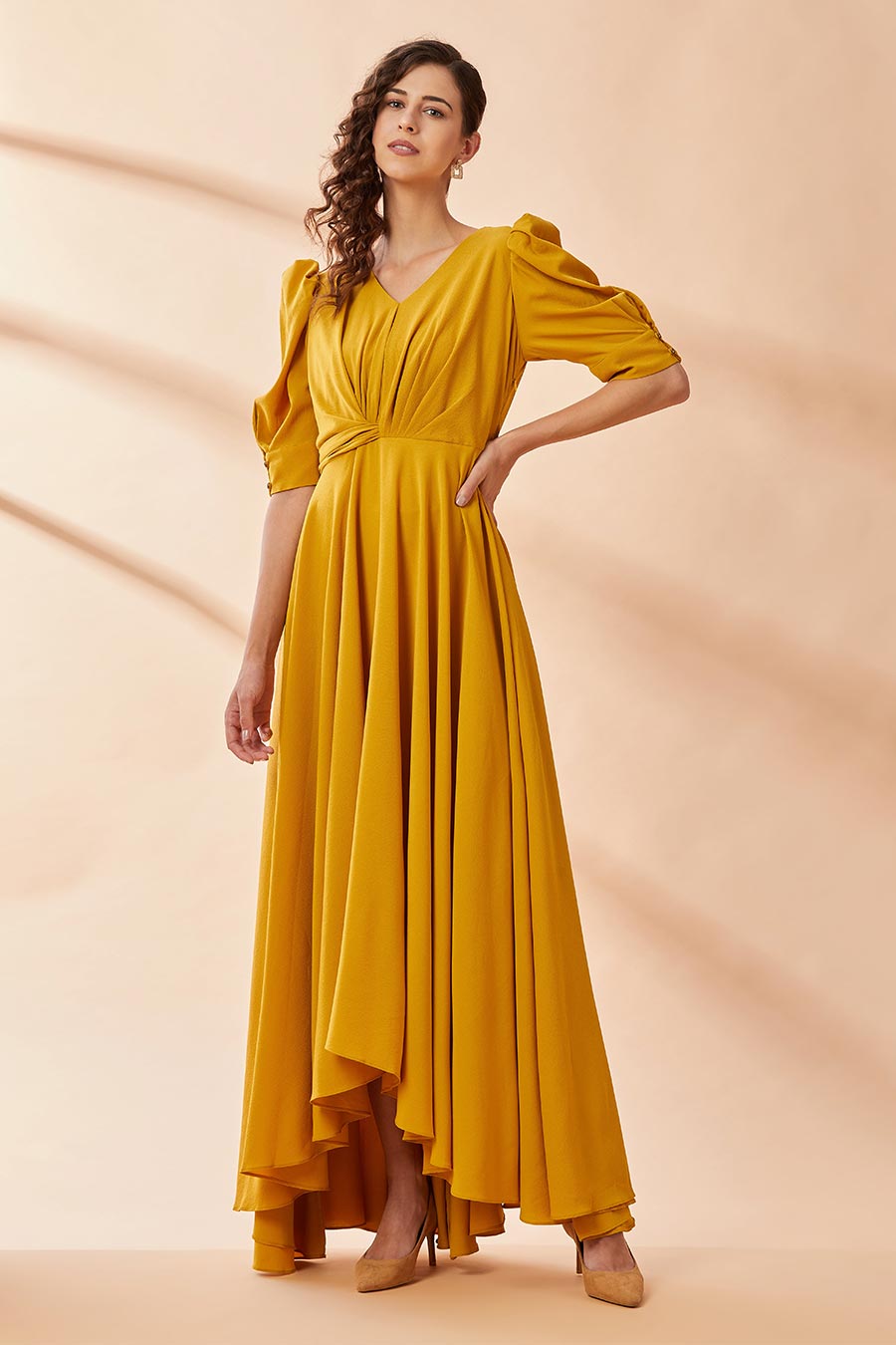 Mustard colored maxi dress online