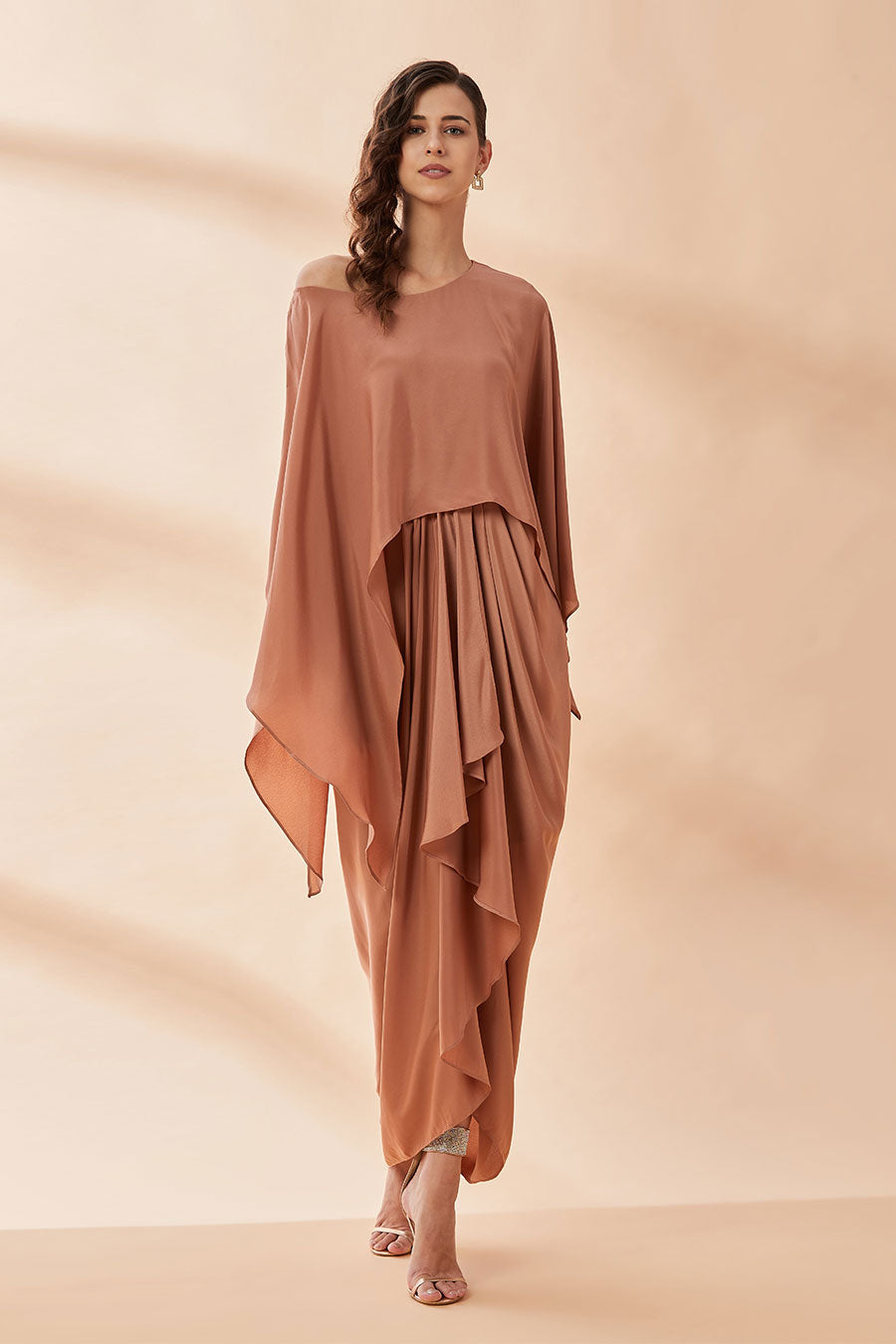 Molten One Shoulder Drape Dress