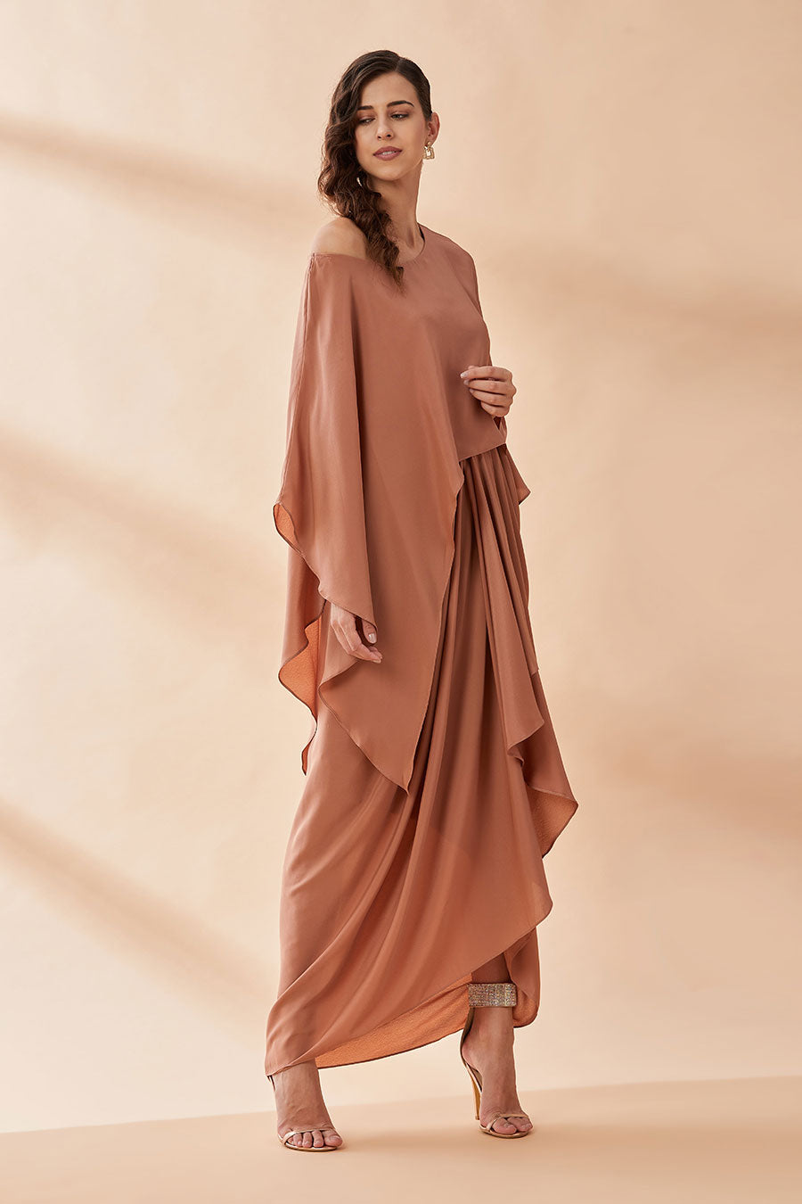Molten One Shoulder Drape Dress