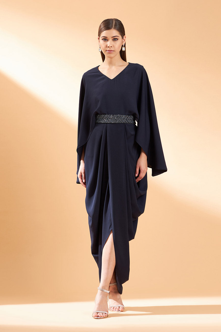 Navy Cove Crystal Dress With Belt