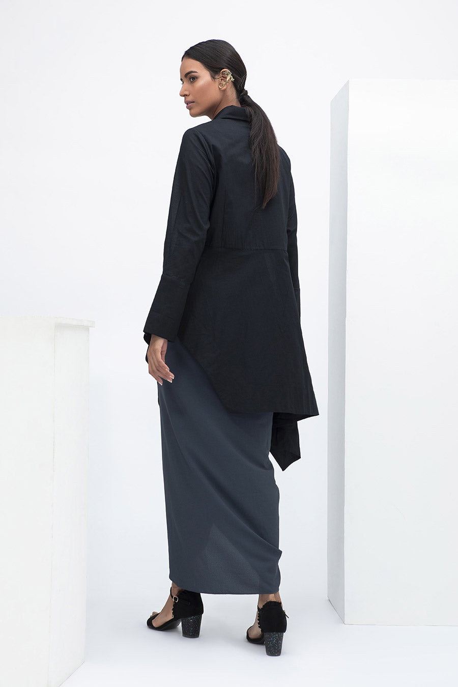 Black Flared Lounge Shirt