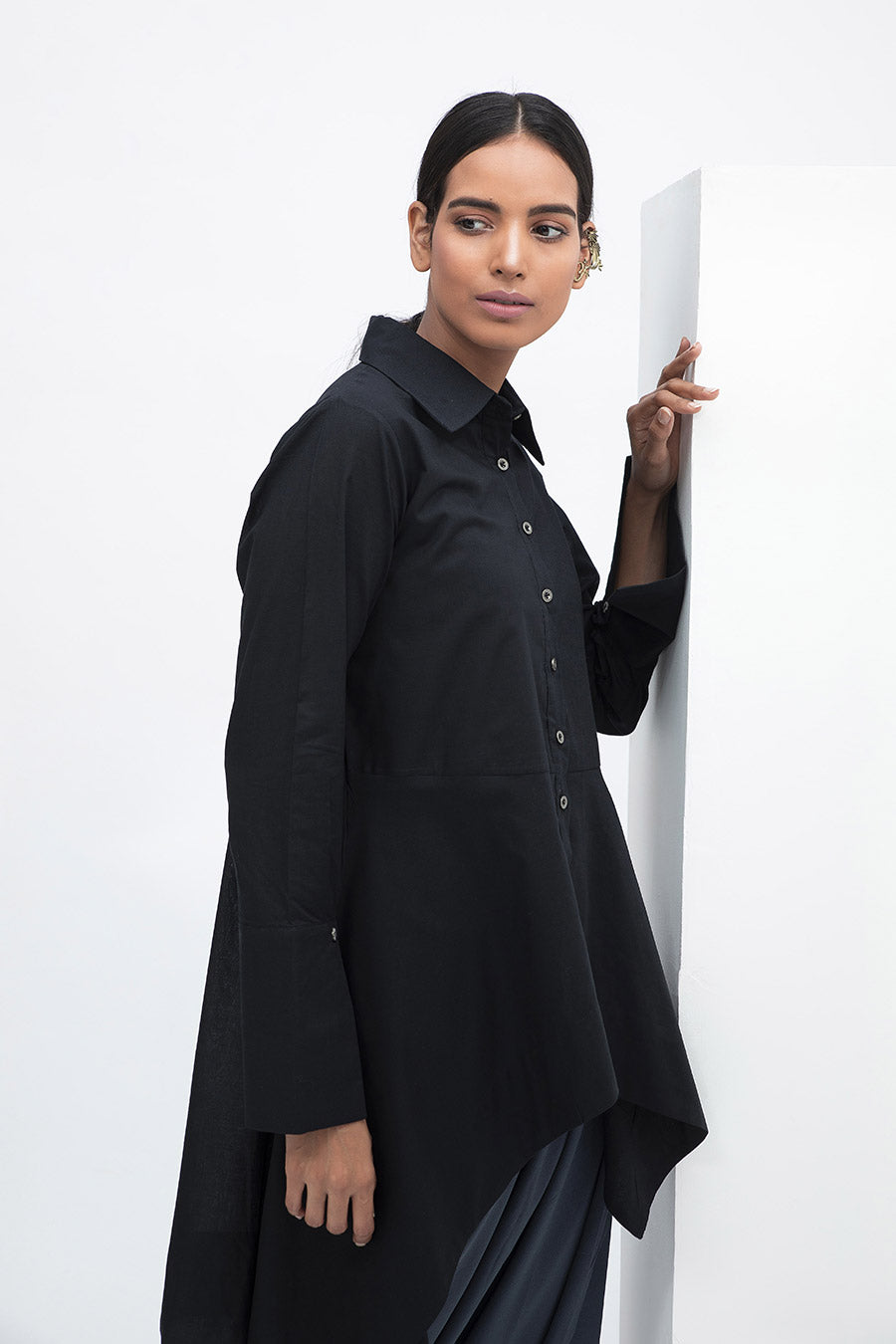 Black Flared Lounge Shirt