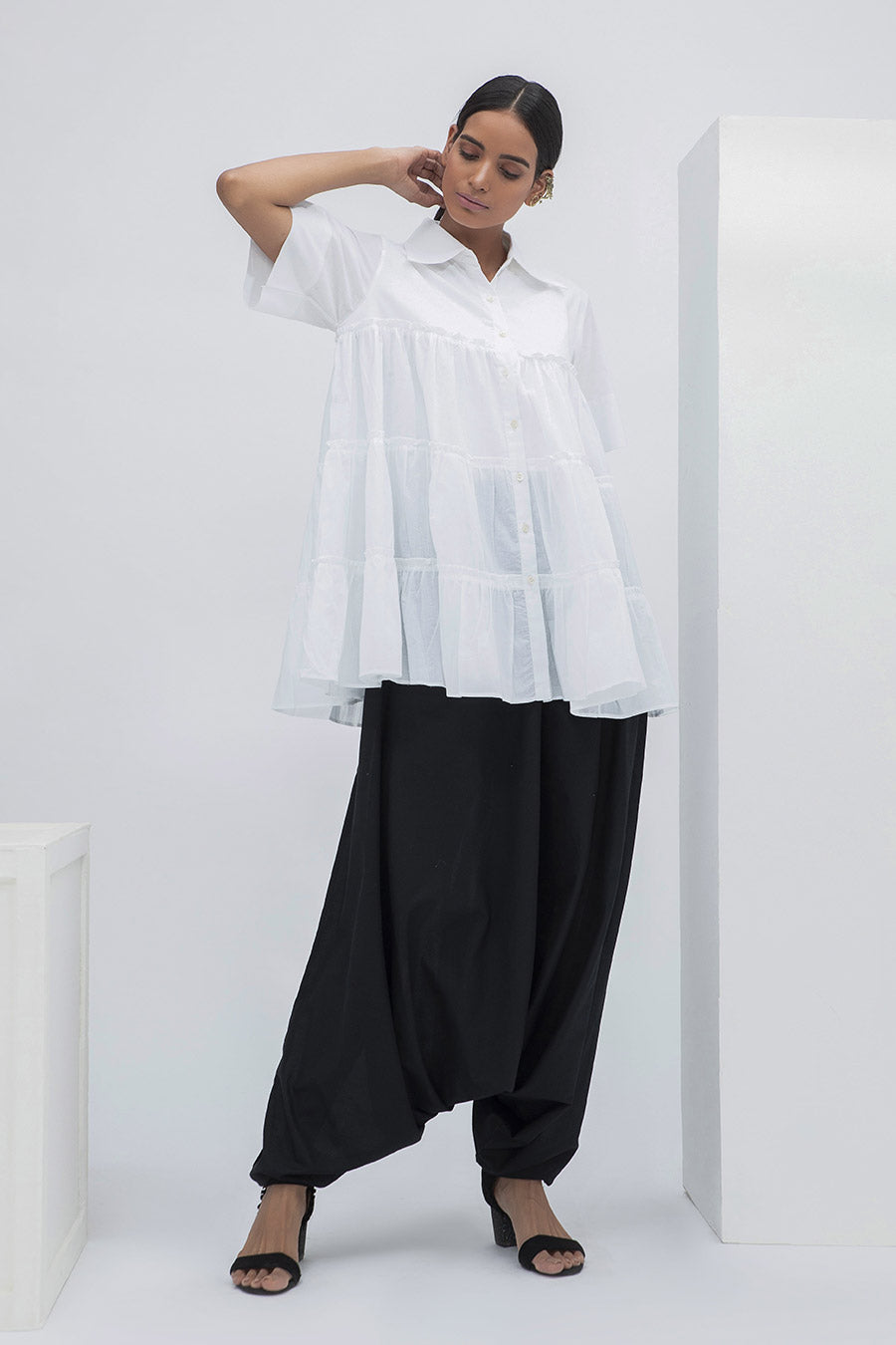 White Garden Flared Shirt