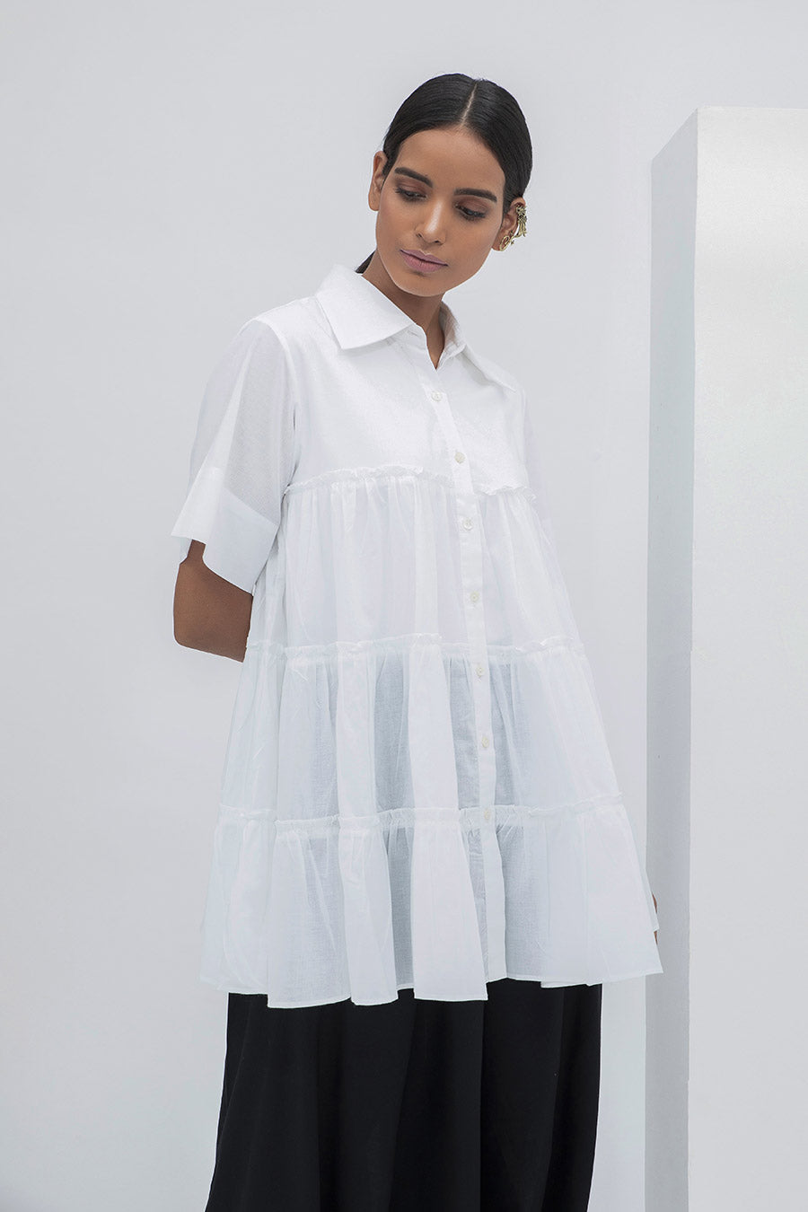 White Garden Flared Shirt