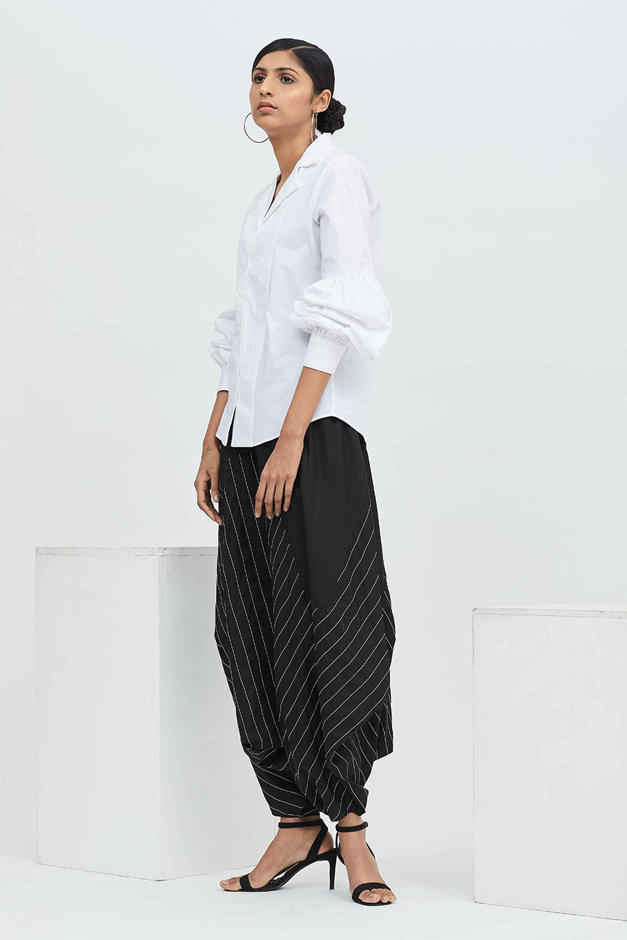 White Cotton Puff Sleeve Shirt