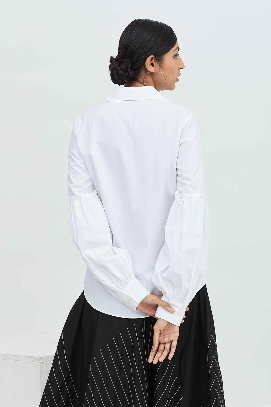 White Cotton Puff Sleeve Shirt