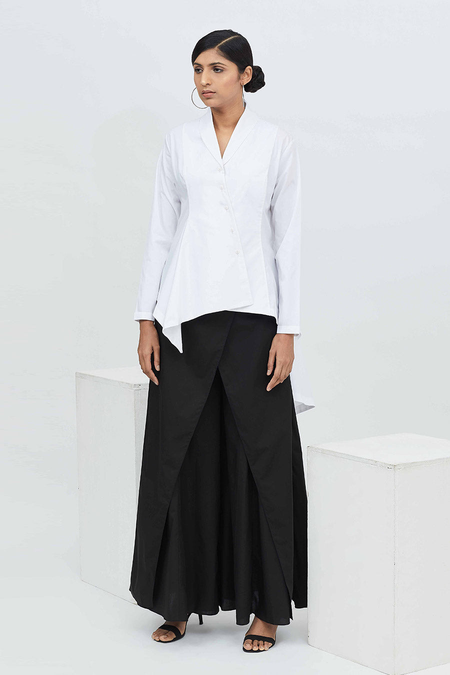 White High-Low Trumphet Shirt