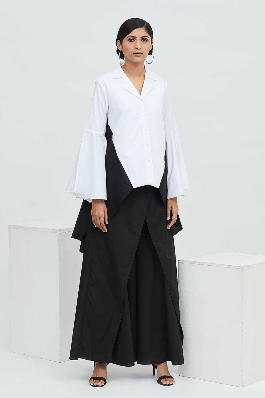 White & Black Cross Edge Shirt