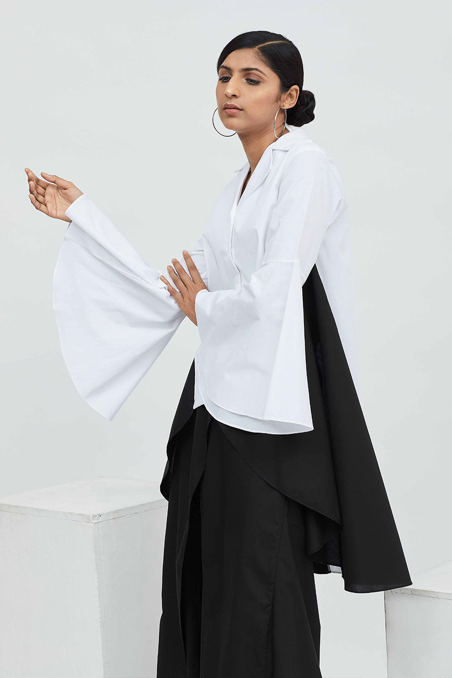 White & Black Cross Edge Shirt