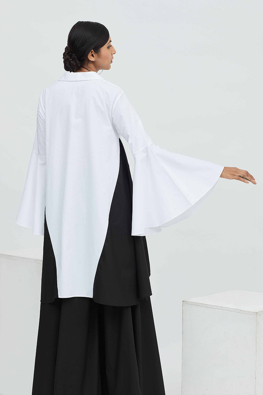 White & Black Cross Edge Shirt