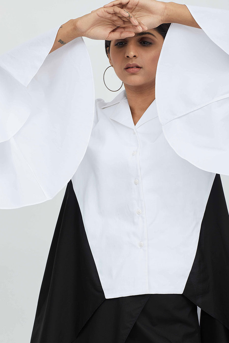 White & Black Cross Edge Shirt