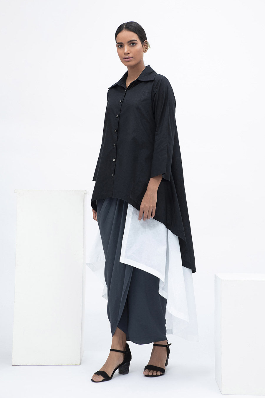 Black & White Monochrome High Low Shirt