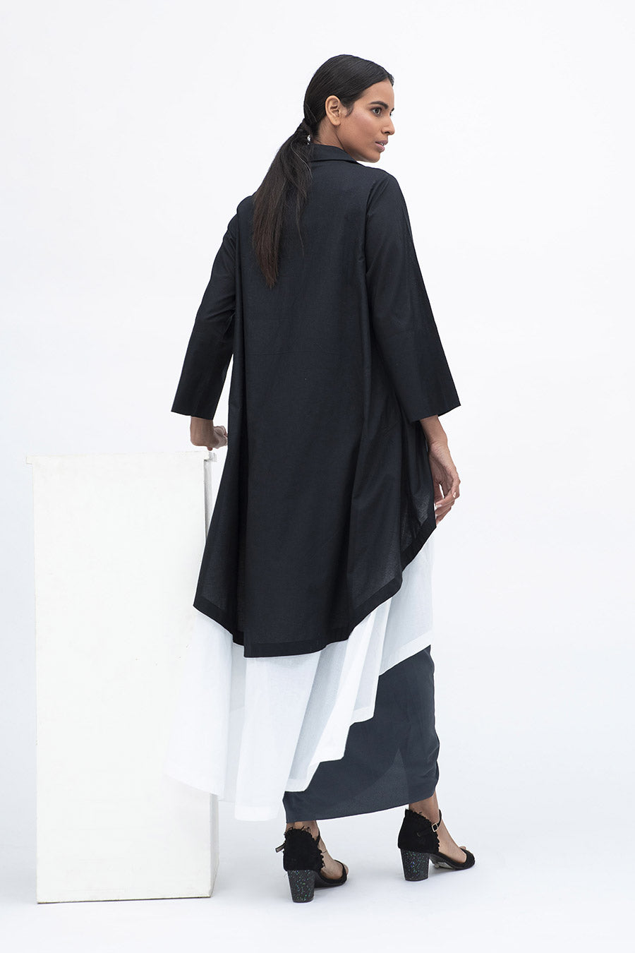 Black & White Monochrome High Low Shirt