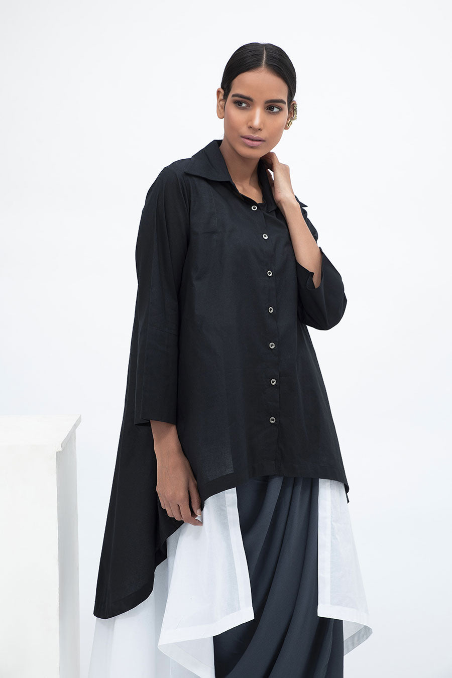 Black & White Monochrome High Low Shirt