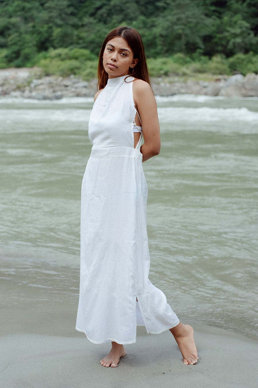 CAPRI - White Cotton Backless Dress