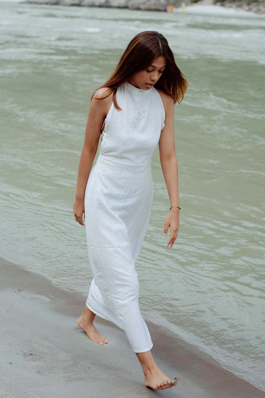 CAPRI - White Cotton Backless Dress