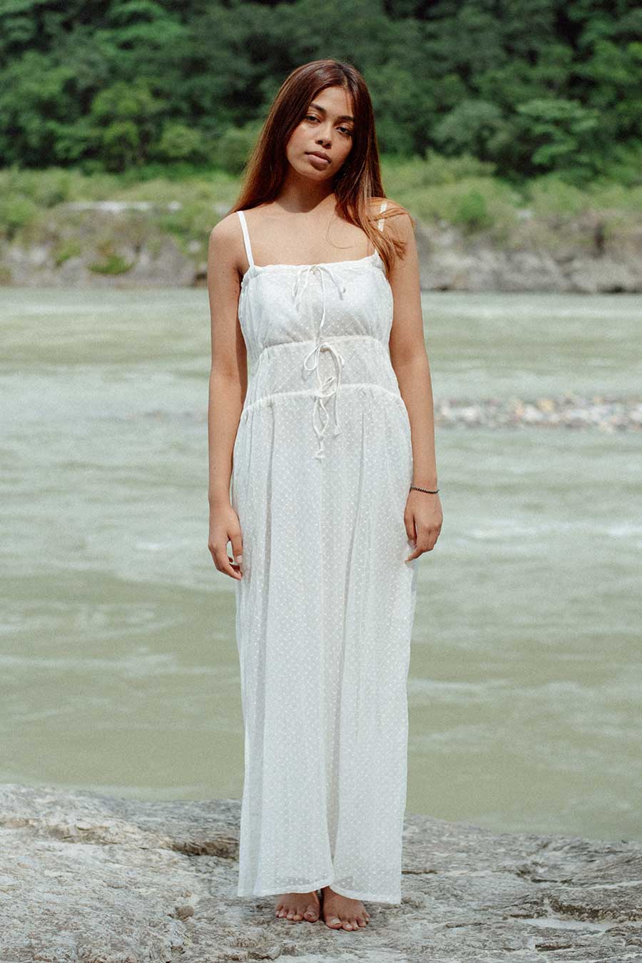 BELIZE - White Pull-String Lace Dress
