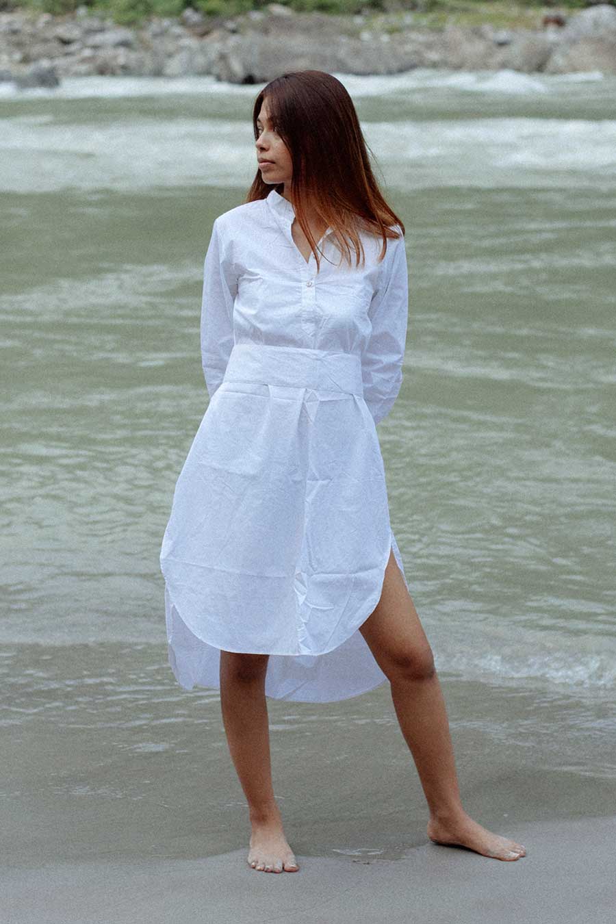LA PALMA - White Poplin Midi Dress