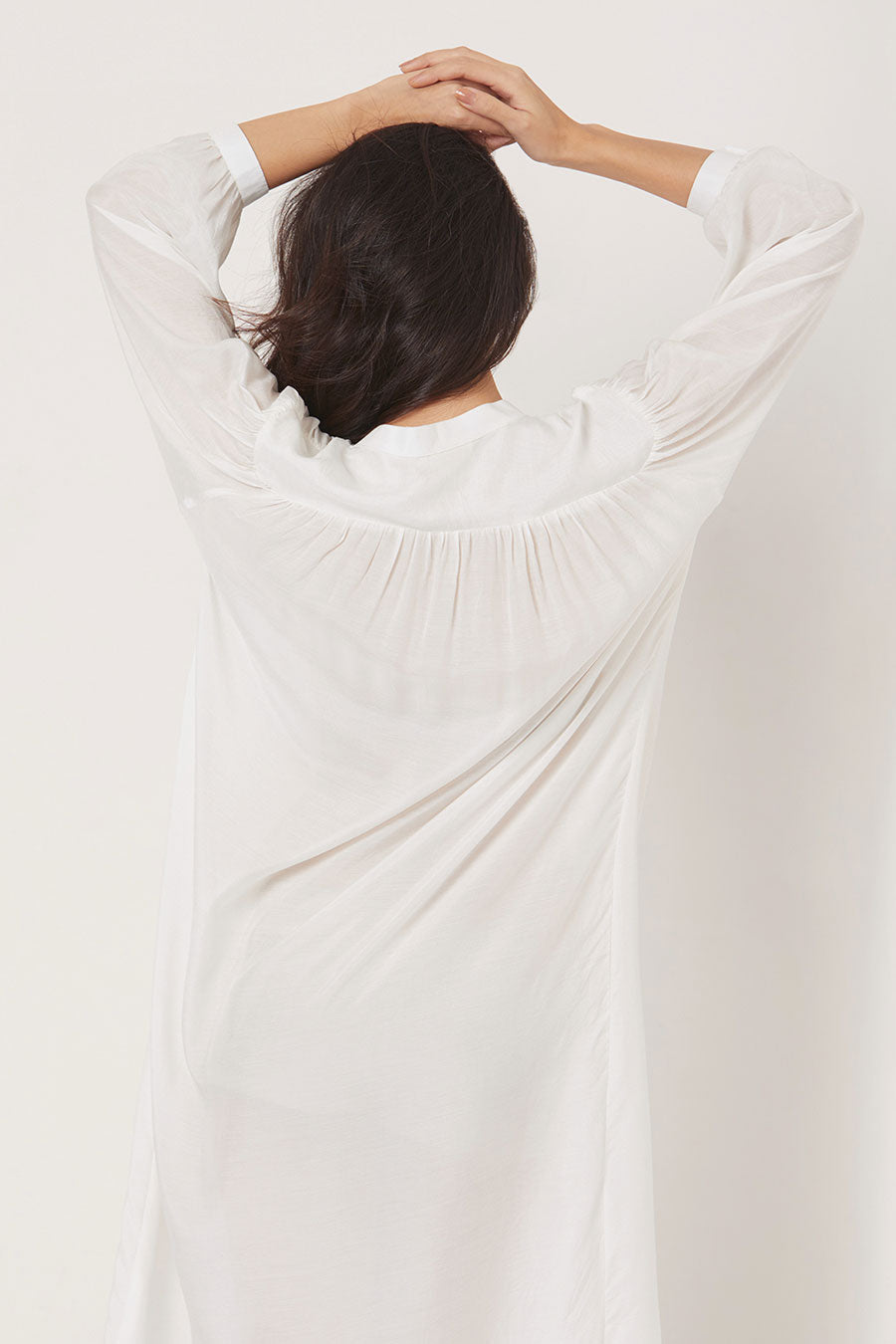 Olive - Off-White Loose Fit Shirt Dress