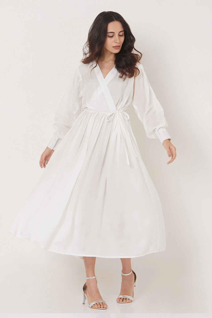 Sophie - Off-White Overlap Maxi Dress