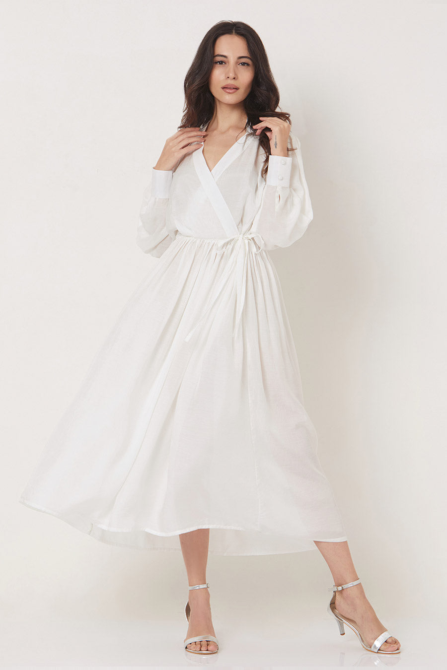 Sophie - Off-White Overlap Maxi Dress