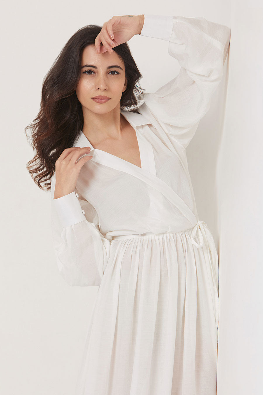 Sophie - Off-White Overlap Maxi Dress