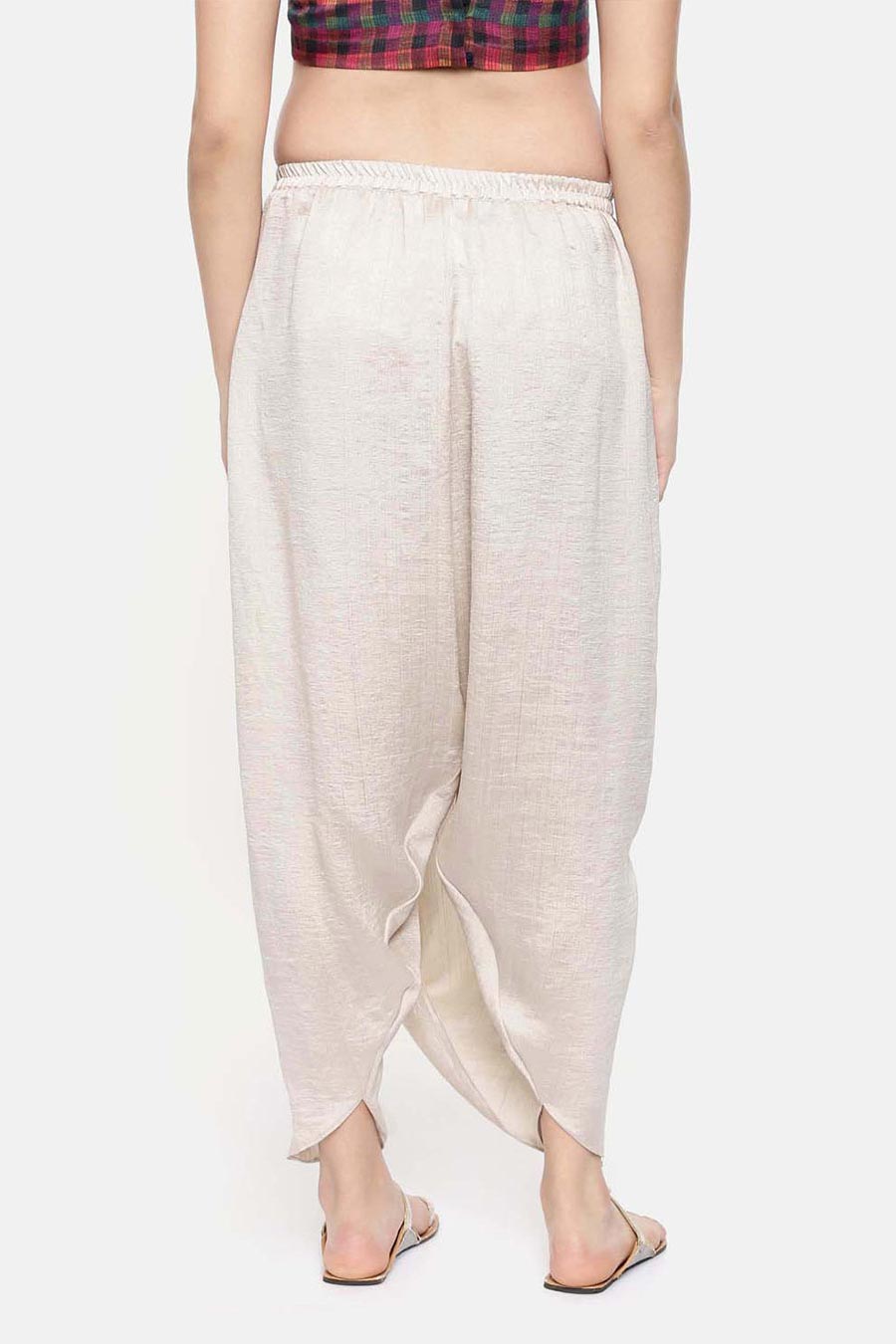Off White Crushed Silk Dhoti Pants