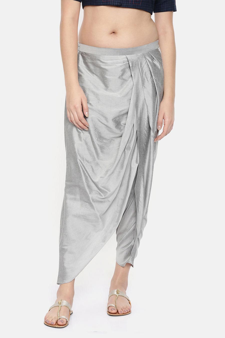 Silver Grey Pleated Dhoti Pants