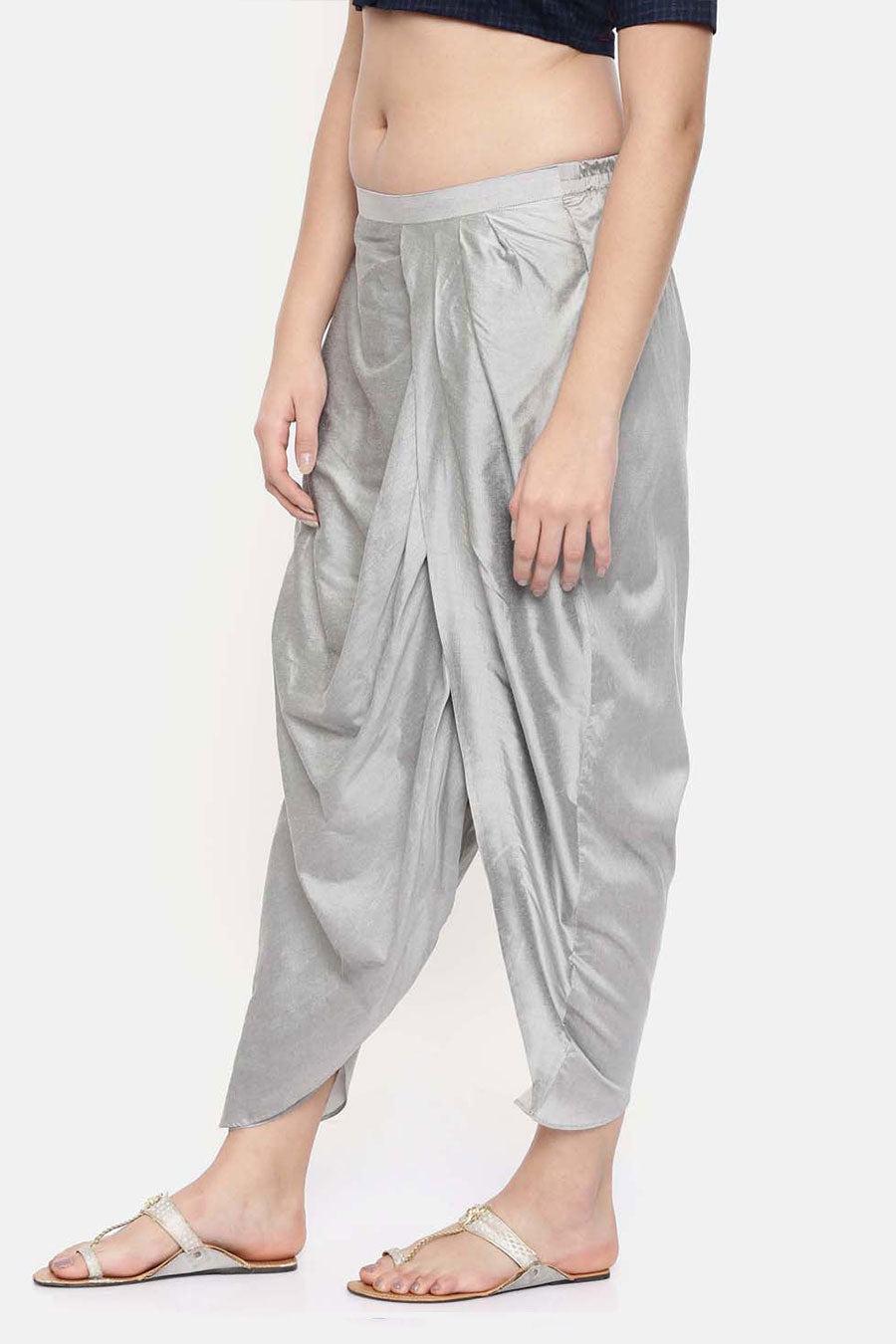 Silver Grey Pleated Dhoti Pants
