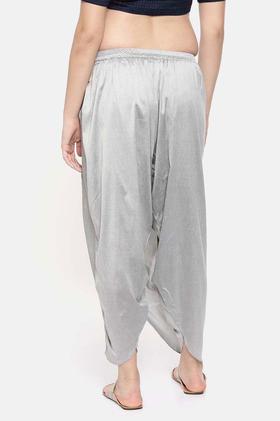 Silver Grey Pleated Dhoti Pants