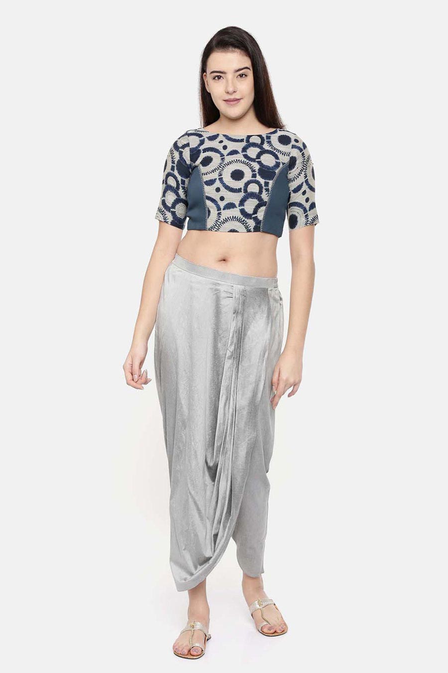 Silver Grey Cotton Silk Dhoti Pants